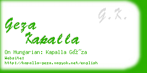 geza kapalla business card